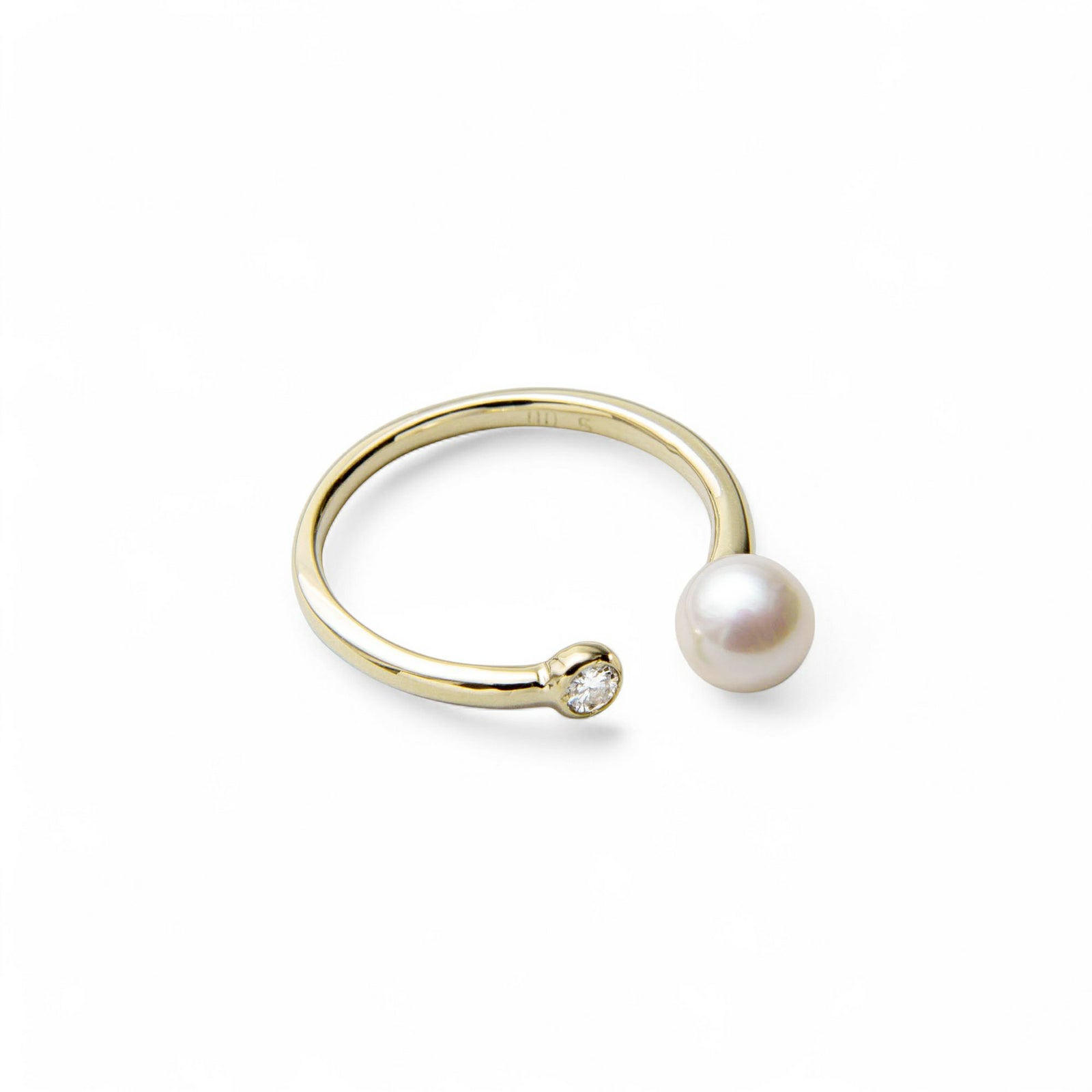 雑誌掲載★ あこや真珠 パール×ダイヤ フォークリング ～Carina(カリーナ)～ ホワイト系 5.5-6.0mm K10WG/K10 ホワイトゴールド イエローゴールド 0.05ct [n3][n6]（パールリング）(大人可愛い おしゃれ）6月誕生石