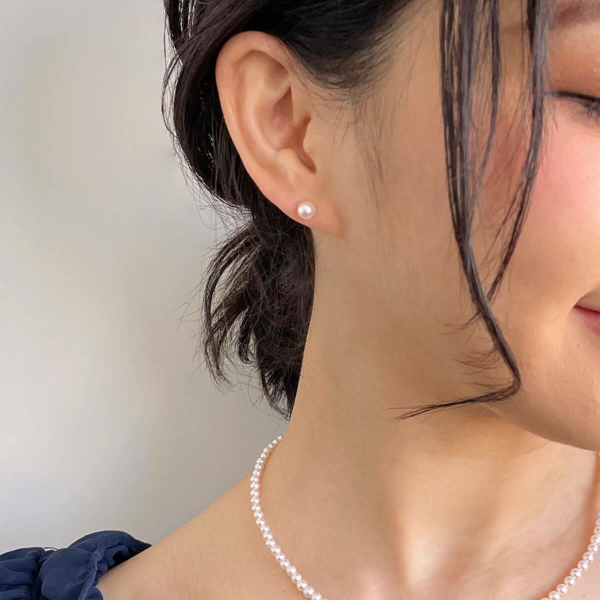 WEB限定】あこや真珠 スタッドピアス 5.5-6.0mm K18YG/K14WG | あこや