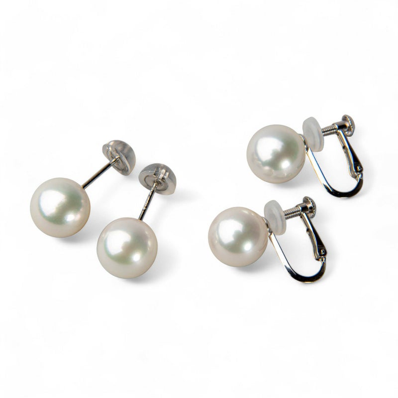 オーロラ花珠真珠 無調色 ネックレス 2点セット 8.5-9.0mm ホワイト系(ナチュラル) ≪ハイクオリティ花珠≫ 高品質 AAA 花珠鑑別書付  パールネックレス パールピアス イヤリング [n5]（真珠ネックレス アコヤ真珠 本真珠）