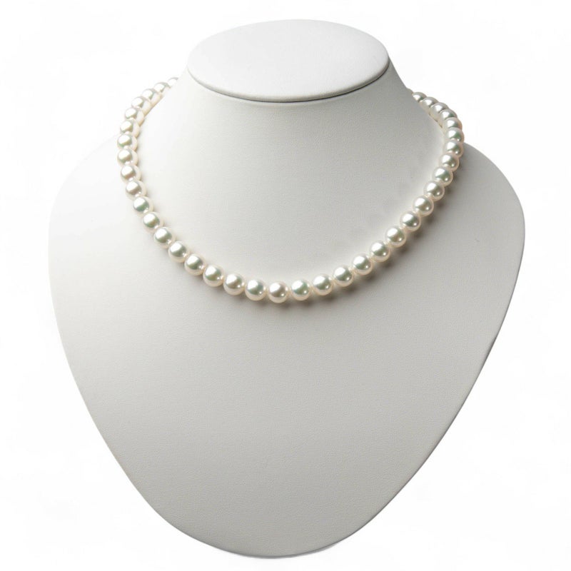 オーロラ花珠真珠 無調色 ネックレス 2点セット 8.5-9.0mm ホワイト系(ナチュラル) ≪ハイクオリティ花珠≫ 高品質 AAA 花珠鑑別書付  パールネックレス パールピアス イヤリング [n5]（真珠ネックレス アコヤ真珠 本真珠）