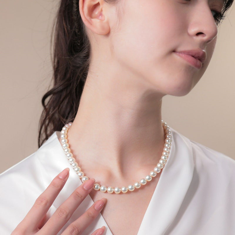  花珠真珠 無調色 ネックレス7.5-8.0mm 《真珠総合研究所 鑑別書付き》ールネックレス [n5]（真珠ネックレス アコヤ真珠 本真珠）