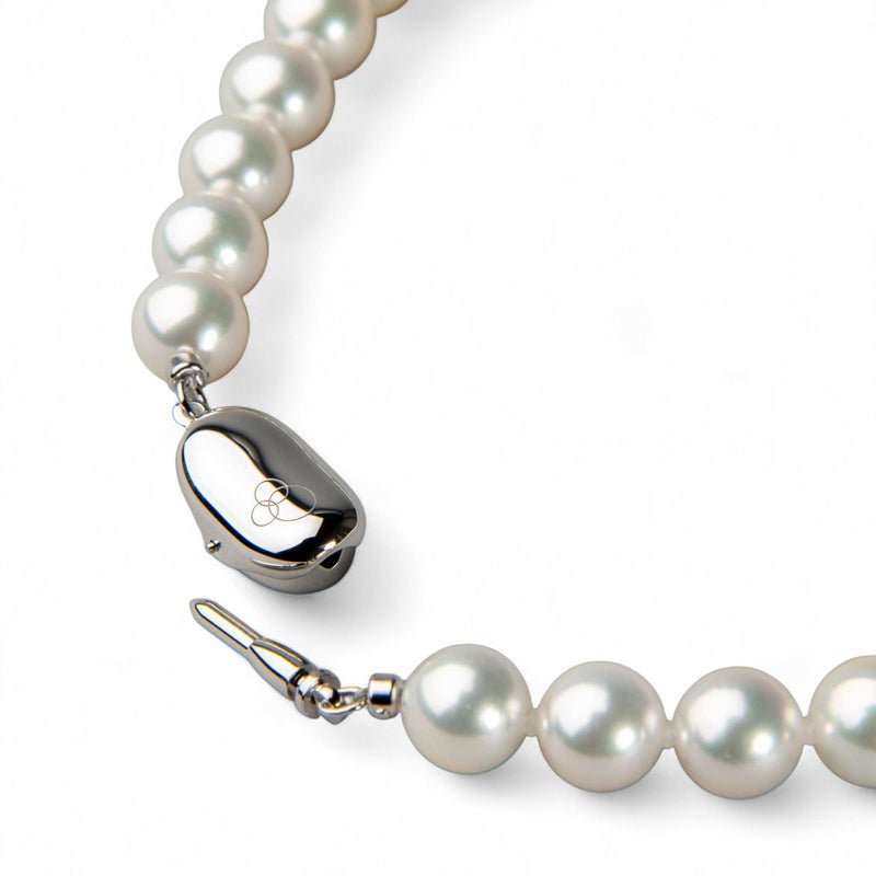 オーロラ花珠真珠 無調色 ネックレス 8.0-8.5mm ホワイト系(ナチュラル) ≪ハイクオリティ花珠≫ 高品質 AAA 花珠鑑別書付 パールネックレス [n5]（真珠ネックレス アコヤ真珠 本真珠）