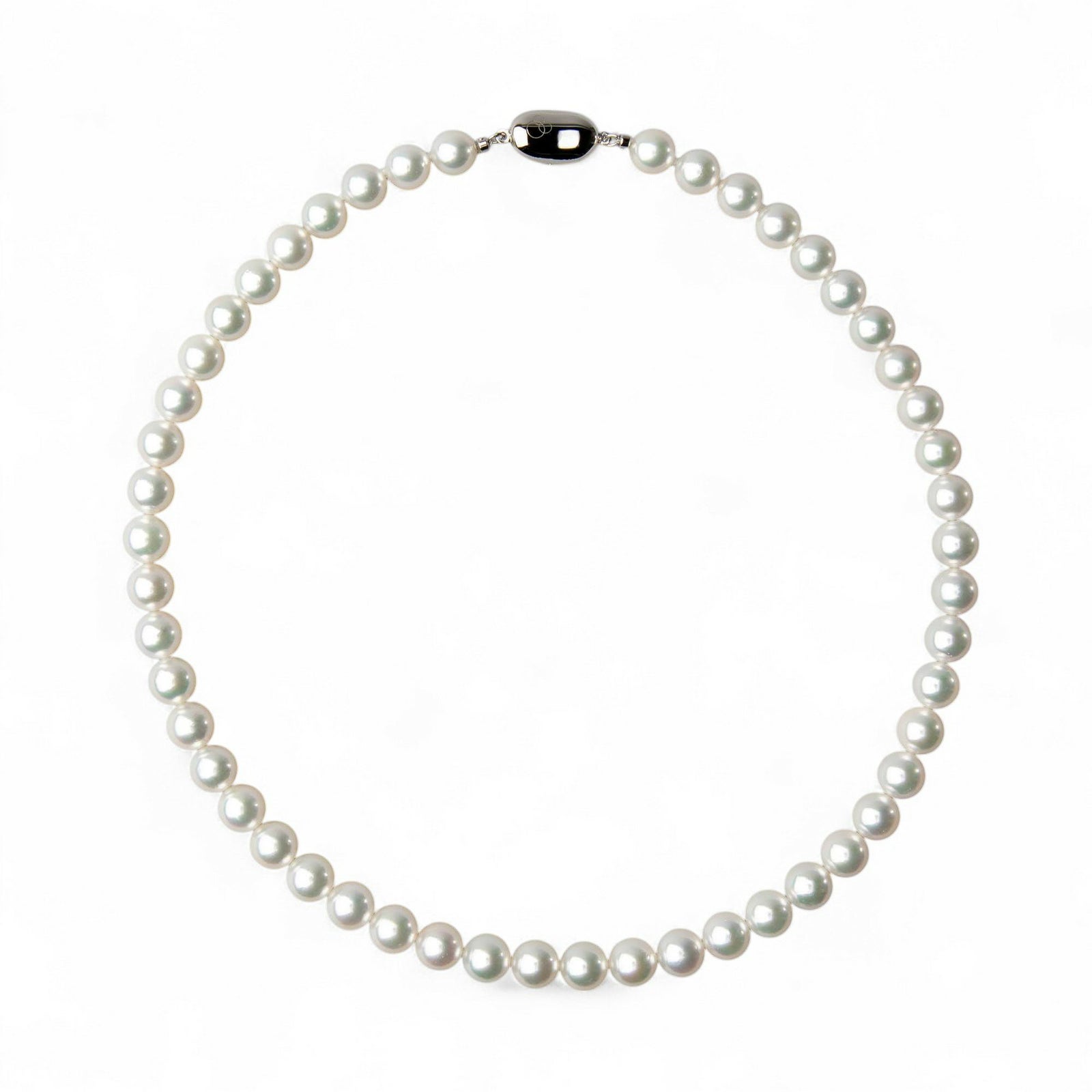 オーロラ花珠真珠 無調色 ネックレス 8.0-8.5mm ホワイト系(ナチュラル) ≪ハイクオリティ花珠≫ 高品質 AAA 花珠鑑別書付 パールネックレス [n5]（真珠ネックレス アコヤ真珠 本真珠）