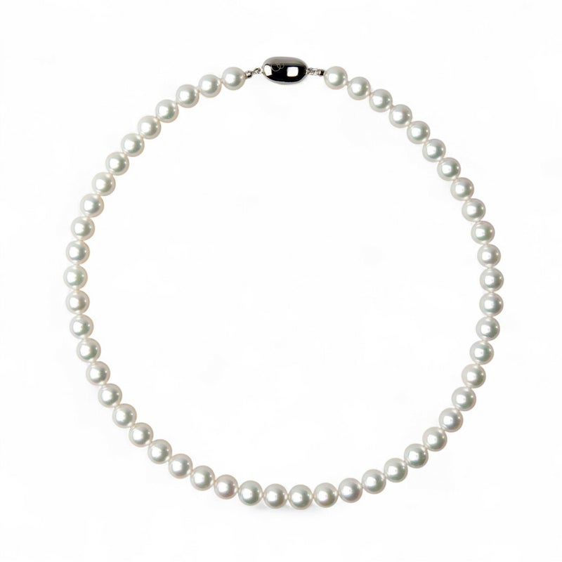オーロラ花珠真珠 無調色 ネックレス 8.0-8.5mm ホワイト系(ナチュラル) ≪ハイクオリティ花珠≫ 高品質 AAA 花珠鑑別書付 パールネックレス [n5]（真珠ネックレス アコヤ真珠 本真珠）
