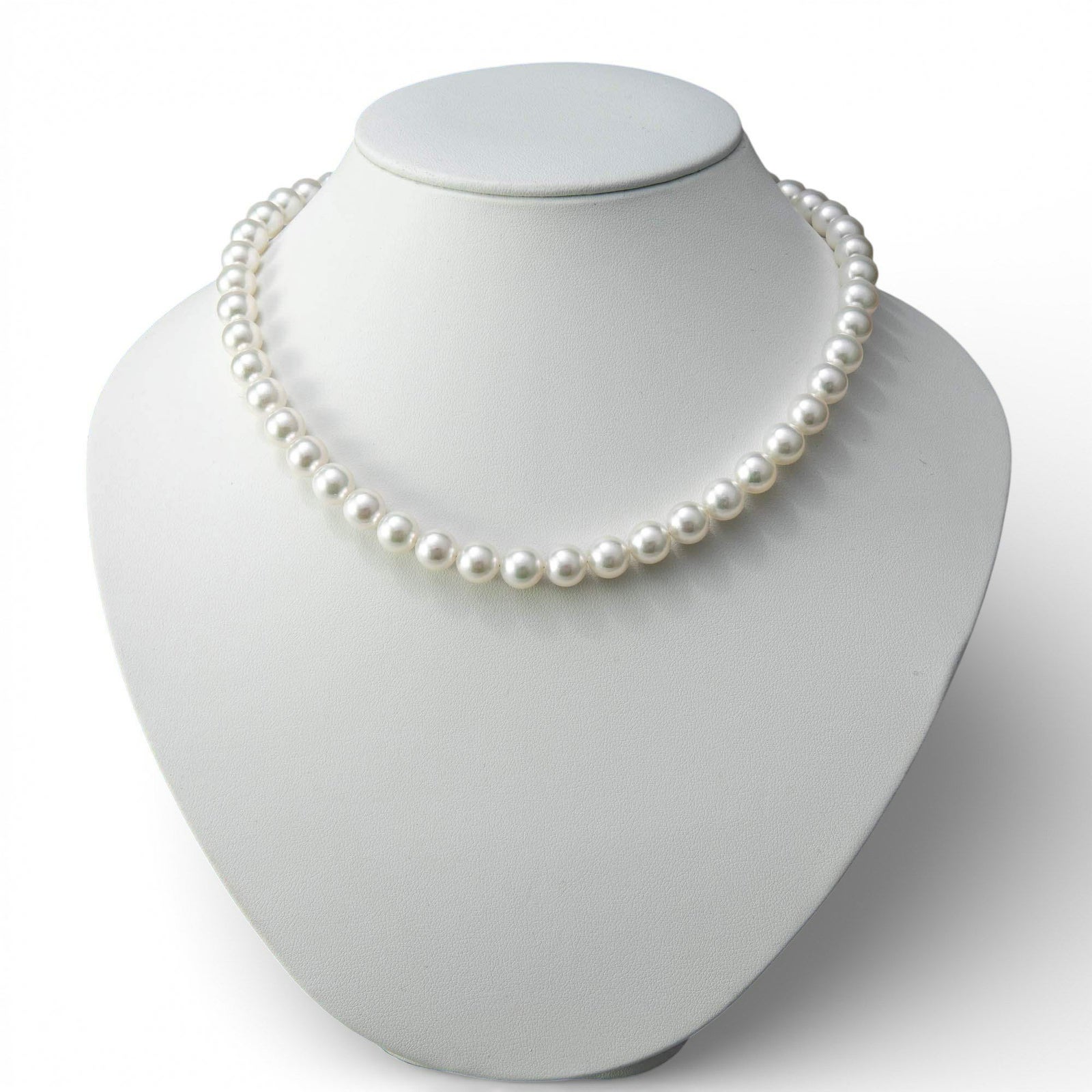 オーロラ花珠真珠 無調色 ネックレス 2点セット 8.5-9.0mm ホワイト系(ナチュラル) ≪グッドクオリティ花珠≫ AAA 花珠鑑別書付  パールネックレス パールピアス イヤリング [n3]（卸直販 還元価格）（真珠ネックレス アコヤ真珠 高品質 本真珠）