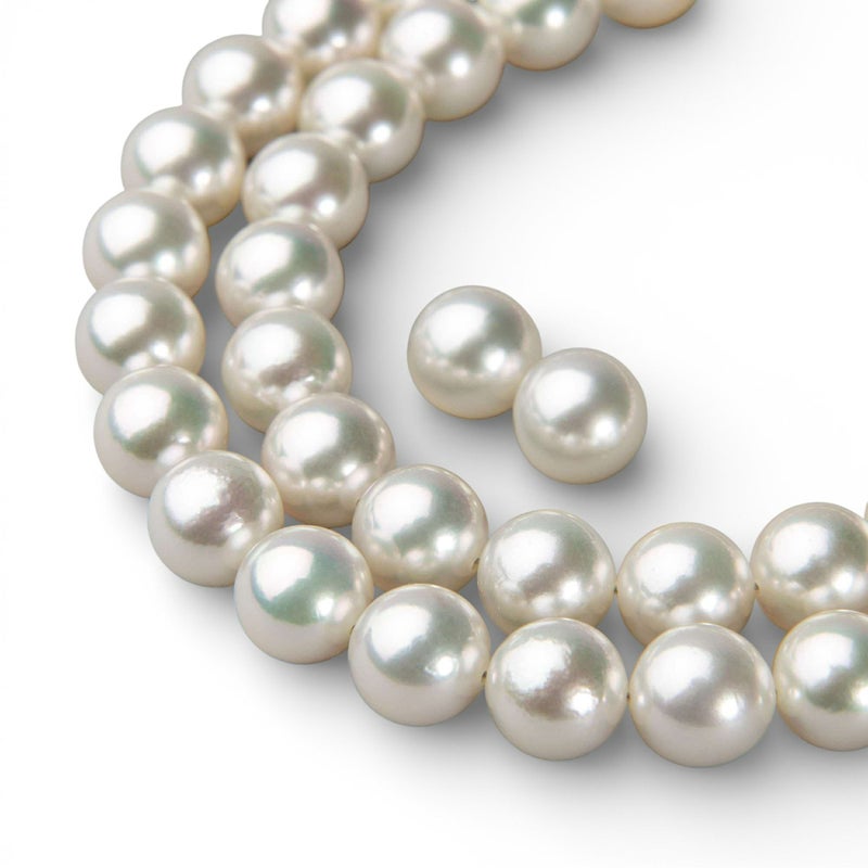 オーロラ花珠真珠 無調色 ネックレス 2点セット 8.0-8.5mm ホワイト系(ナチュラル) ≪グッドクオリティ花珠≫ AAA 花珠鑑別書付 パールネックレス パールピアス イヤリング [n3]（卸直販 還元価格）（真珠ネックレス アコヤ真珠 高品質 本真珠）