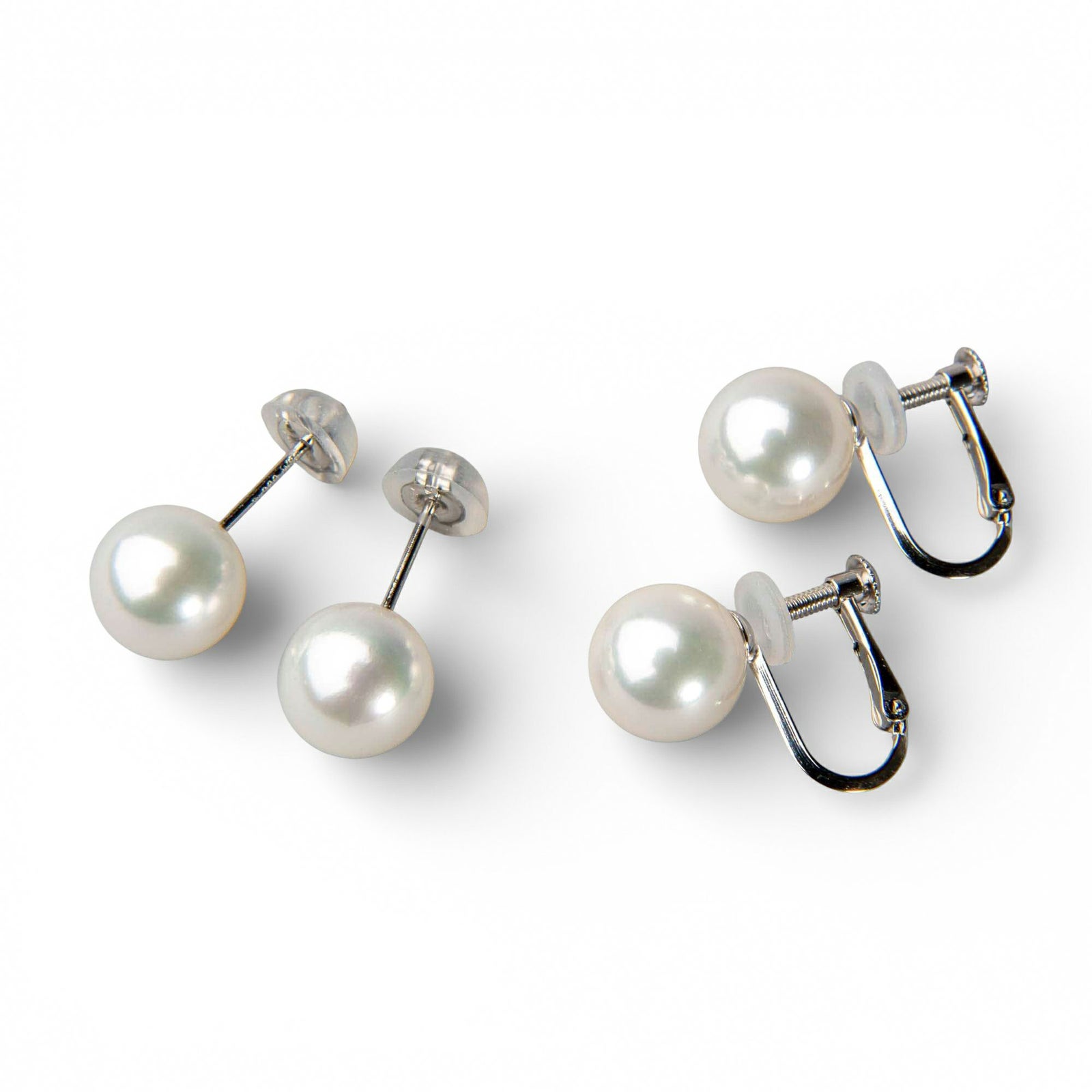 オーロラ花珠真珠 無調色 ネックレス 2点セット 8.0-8.5mm ホワイト系(ナチュラル) ≪グッドクオリティ花珠≫ AAA 花珠鑑別書付 パールネックレス パールピアス イヤリング [n3]（卸直販 還元価格）（真珠ネックレス アコヤ真珠 高品質 本真珠）