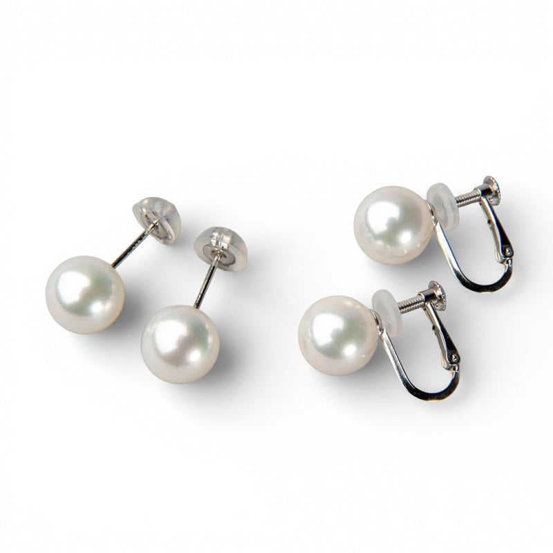 オーロラ花珠真珠 無調色 ネックレス 2点セット 8.0-8.5mm ホワイト系(ナチュラル) ≪グッドクオリティ花珠≫ AAA 花珠鑑別書付 パールネックレス パールピアス イヤリング [n3]（卸直販 還元価格）（真珠ネックレス アコヤ真珠 高品質 本真珠）