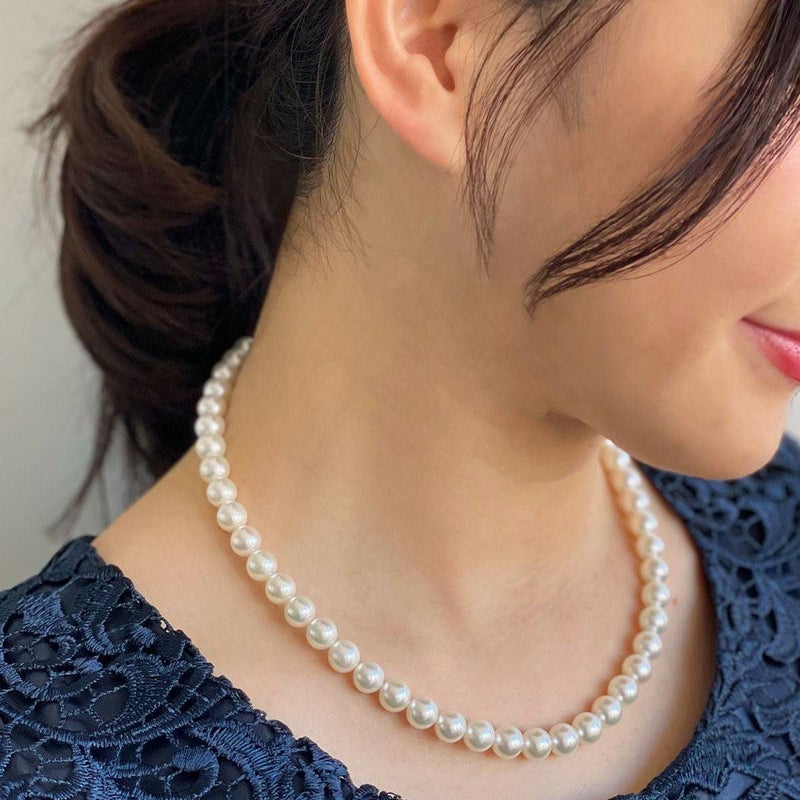 無調色 花珠真珠 ネックレス8.0-8.5mm