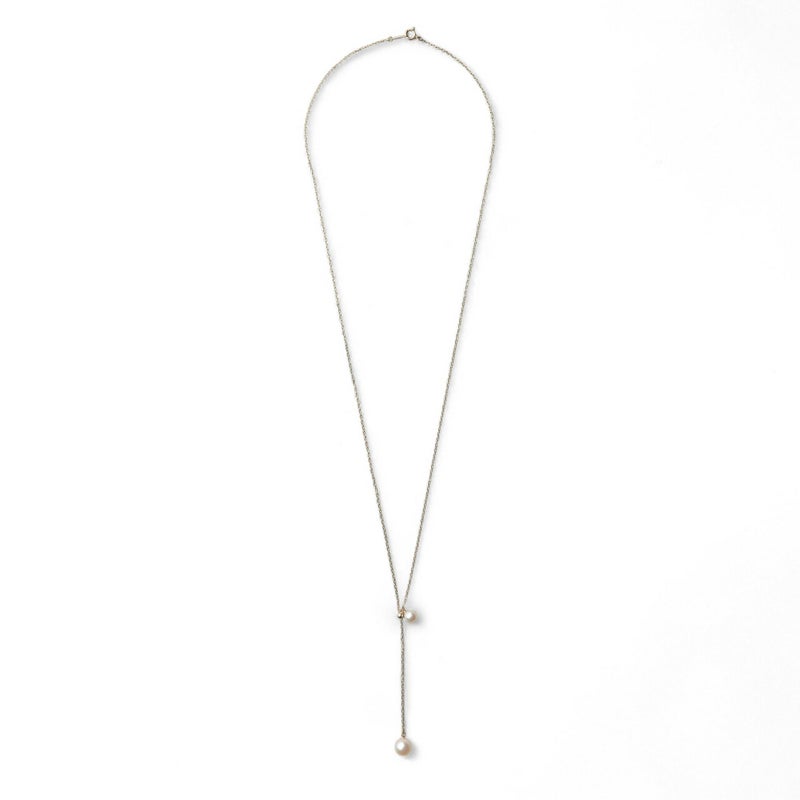 Carina あこや真珠 2粒ペンダント　K18YG スライド式