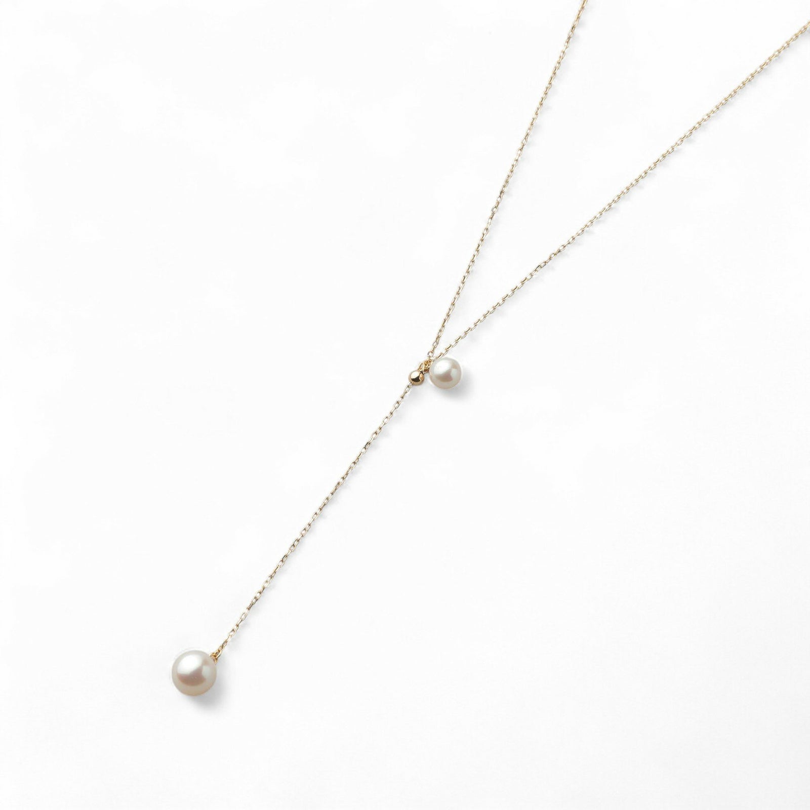 Carina あこや真珠 2粒ペンダント　K18YG スライド式