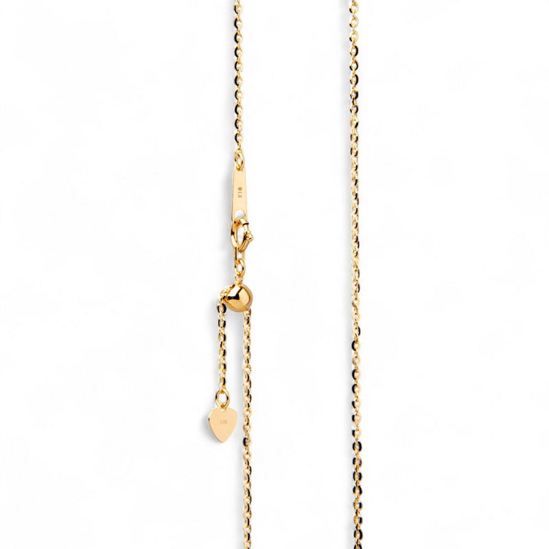 【受注発注品】トゥインクルカット ロングチェーン K18 長さ:70cm 太さ:1.3mm(線径0.35mm) スライド式(無段階で調節可) ゴールド [n6]（ペンダント チェーンネックレス 18金）