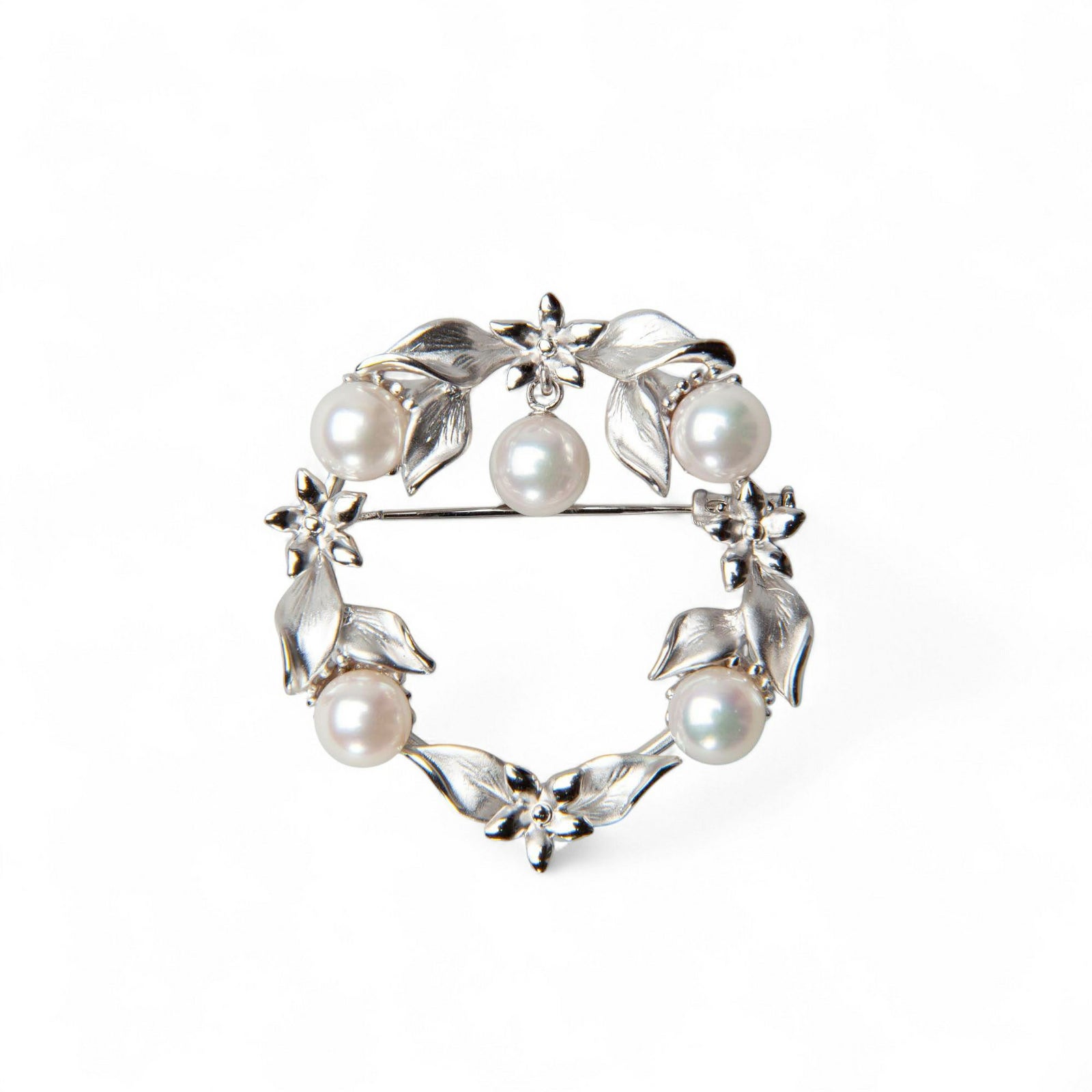 あこや真珠 ブローチ リース6.5-7.0mm　SV925