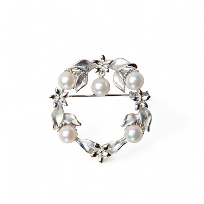 あこや真珠 ブローチ リース6.5-7.0mm　SV925