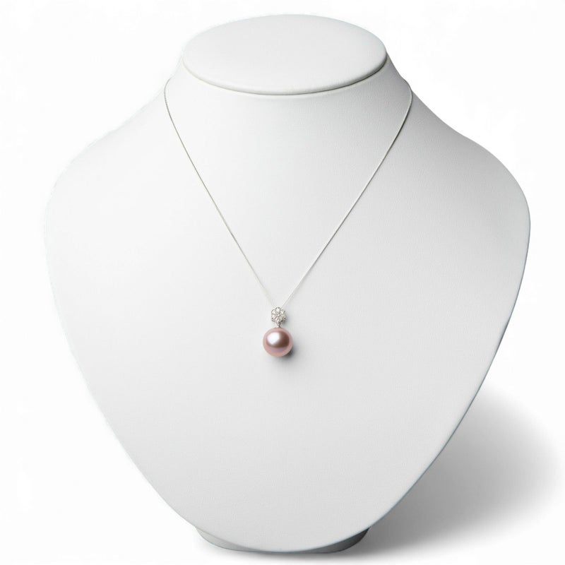 淡水真珠(有核) パールペンダントトップ(ヘッド) オーロラパープル（ナチュラル）系 13mmUP AAB  K18WG [n3]