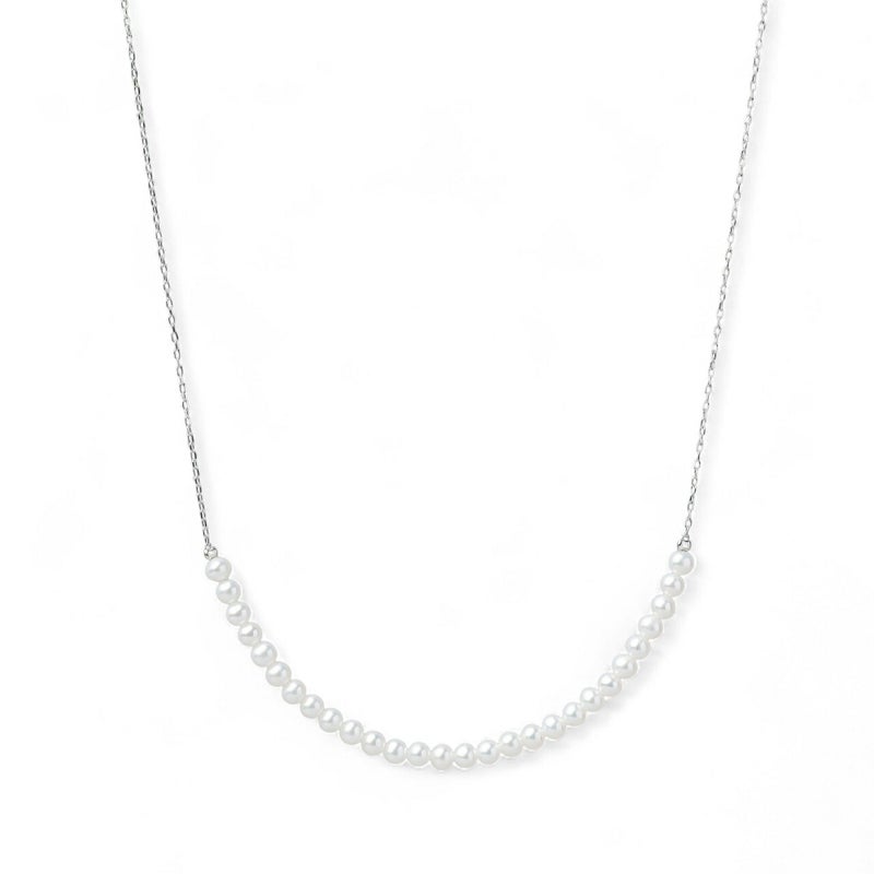 大人気シリーズ待望の新作♪ K10WG/YG ベビーパール×チェーンネックレス ～BIG SMILEY～ あこや真珠 ホワイト系 3.5-4.0mm [送料無料] (スルーペンダント)（アコヤ本真珠）[n4]