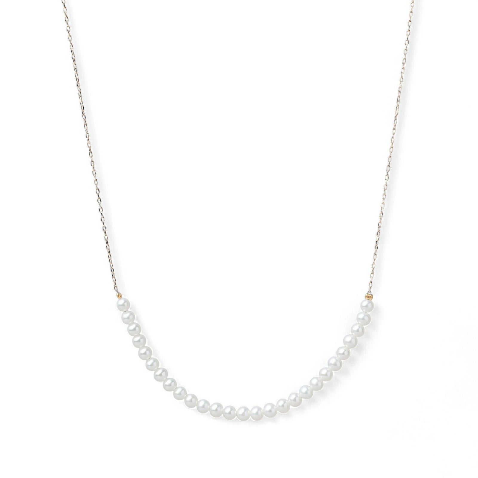 大人気シリーズ待望の新作♪ K10WG/YG ベビーパール×チェーンネックレス ～BIG SMILEY～ あこや真珠 ホワイト系 3.5-4.0mm [送料無料] (スルーペンダント)（アコヤ本真珠）[n4]