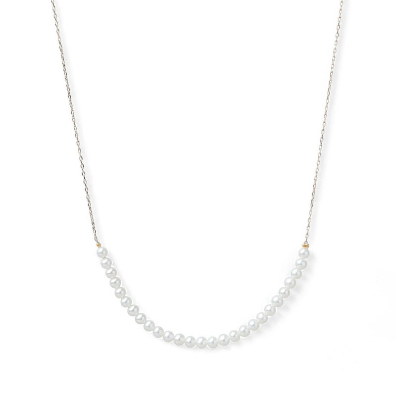 大人気シリーズ待望の新作♪ K10WG/YG ベビーパール×チェーンネックレス ～BIG SMILEY～ あこや真珠 ホワイト系 3.5-4.0mm [送料無料] (スルーペンダント)（アコヤ本真珠）[n4]