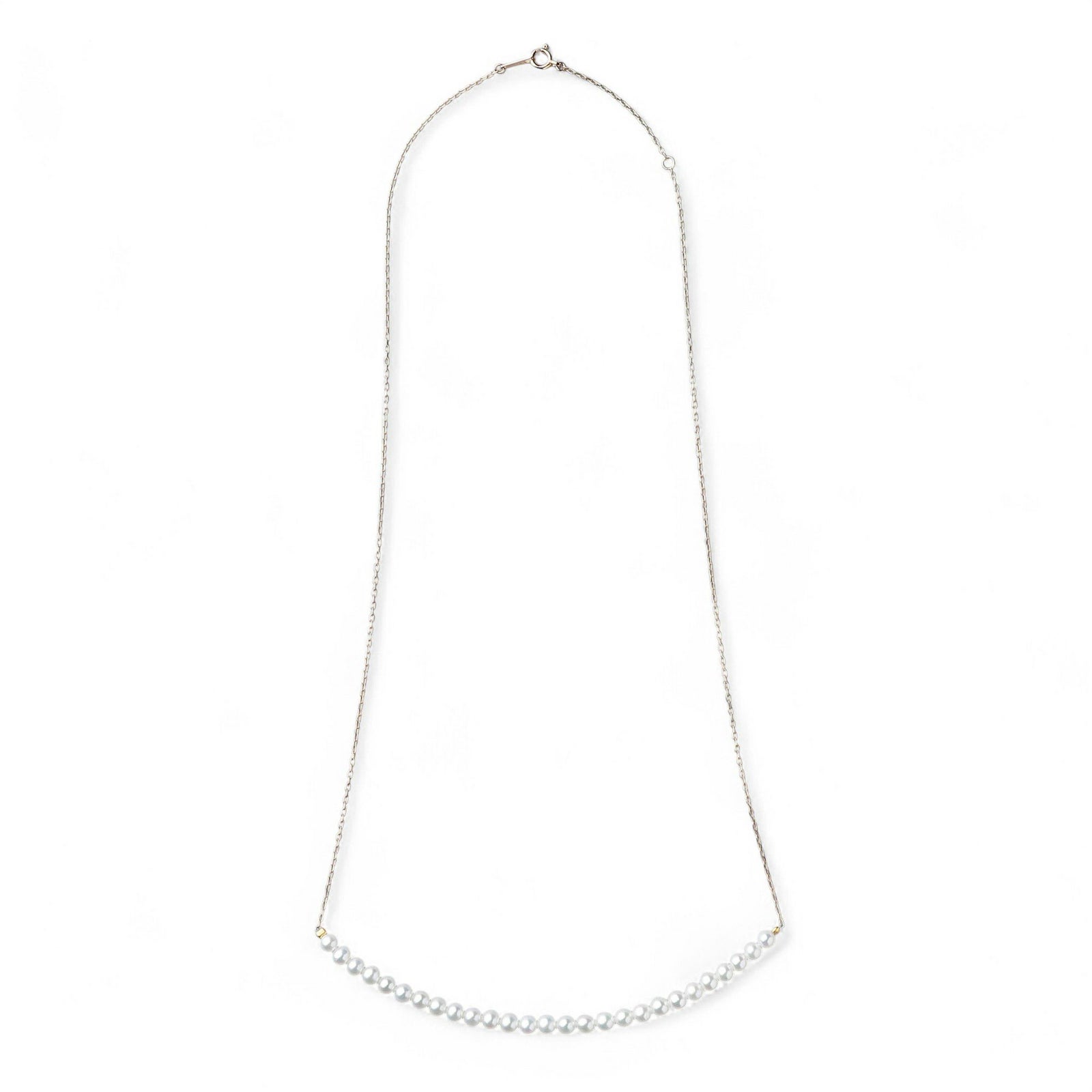 大人気シリーズ待望の新作♪ K10WG/YG ベビーパール×チェーンネックレス ～BIG SMILEY～ あこや真珠 ホワイト系 3.5-4.0mm [送料無料] (スルーペンダント)（アコヤ本真珠）[n4]