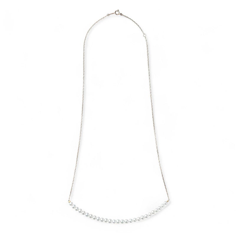 大人気シリーズ待望の新作♪ K10WG/YG ベビーパール×チェーンネックレス ～BIG SMILEY～ あこや真珠 ホワイト系 3.5-4.0mm [送料無料] (スルーペンダント)（アコヤ本真珠）[n4]