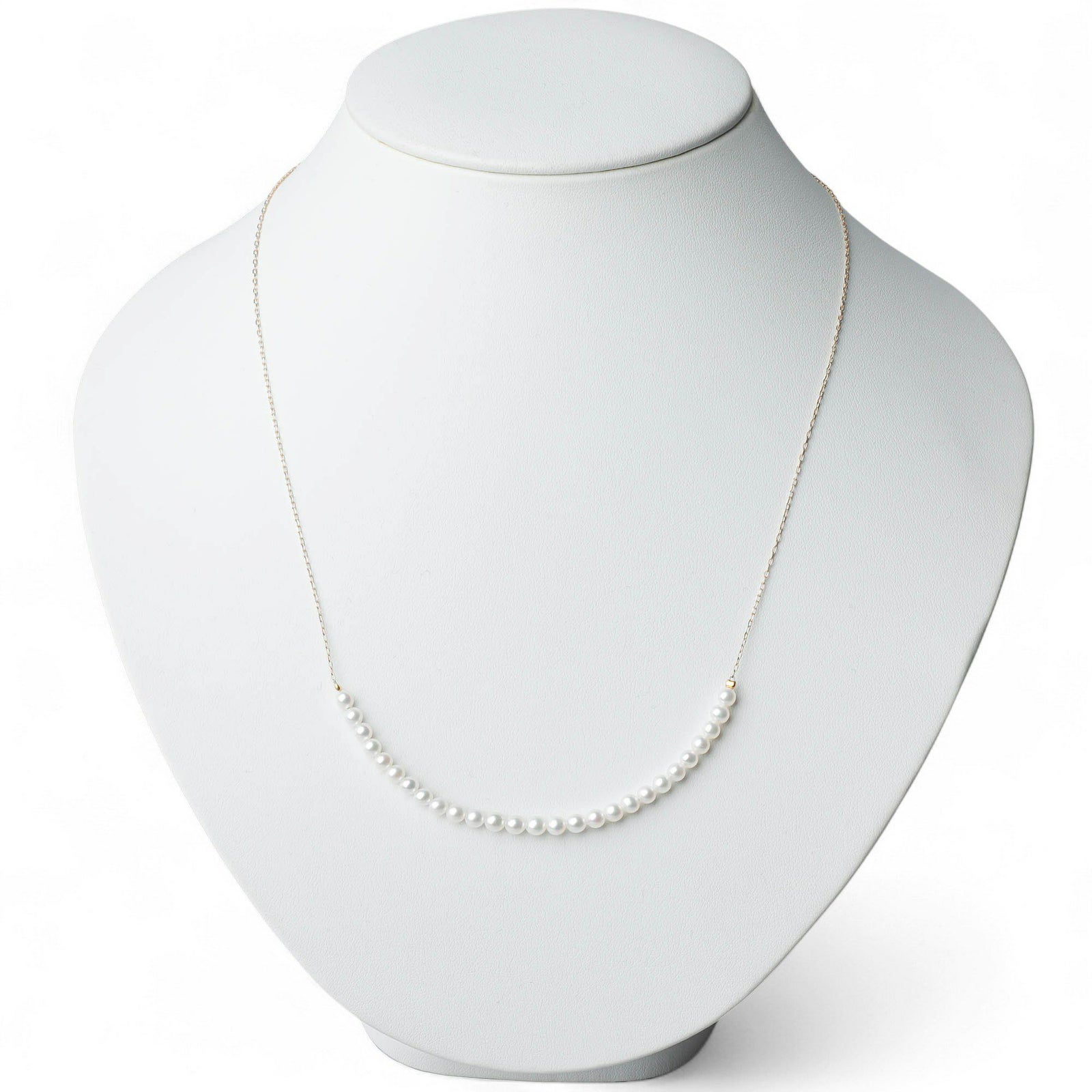 大人気シリーズ待望の新作♪ K10WG/YG ベビーパール×チェーンネックレス ～BIG SMILEY～ あこや真珠 ホワイト系 3.5-4.0mm [送料無料] (スルーペンダント)（アコヤ本真珠）[n4]