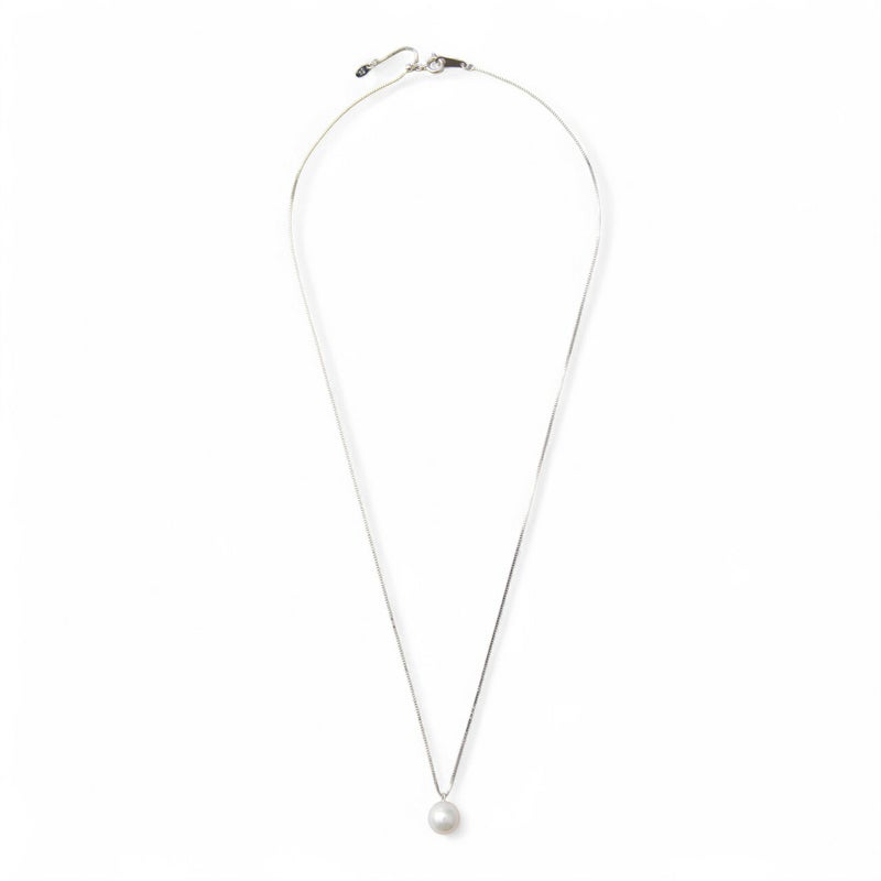 【初めての方におすすめ】あこや本真珠 一粒パールネックレス（45cmチェーン付） ホワイト系 8.0-8.5mm BBB K18/K18WG プチペンダント【本店限定商品】[n3]