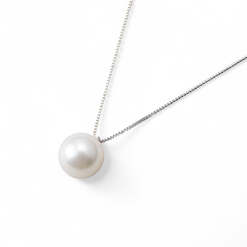 【初めての方におすすめ】あこや本真珠 一粒パールネックレス（45cmチェーン付） ホワイト系 8.0-8.5mm BBB K18/K18WG プチペンダント【本店限定商品】[n3]