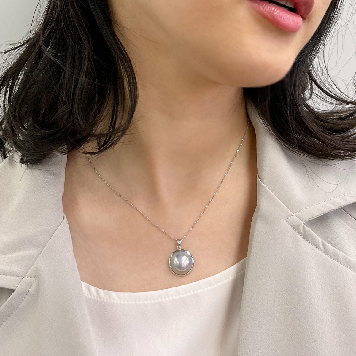 マベ真珠 ペンダント 13mmUP K18WG [WSP] | その他ペンダント