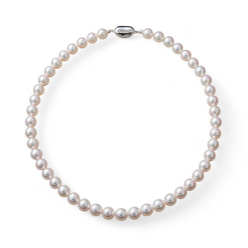 《キッズ用長さが選べる》あこや本真珠 パールネックレス ホワイトピンク系 6.5-7.0mm ビーンズクラスプ（約37cm）/引き輪&アジャスター（約36-41cm） [n2]（入園 入学式 発表会 七五三 結婚式）（キッズ用 パール）（ママ 子供 母娘 親子リンクコーデ）