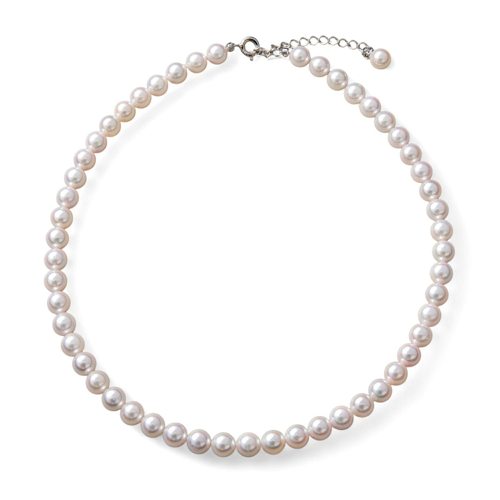《キッズ用長さが選べる》あこや本真珠 パールネックレス ホワイトピンク系 6.5-7.0mm ビーンズクラスプ（約37cm）/引き輪&アジャスター（約36-41cm） [n2]（入園 入学式 発表会 七五三 結婚式）（キッズ用 パール）（ママ 子供 母娘 親子リンクコーデ）