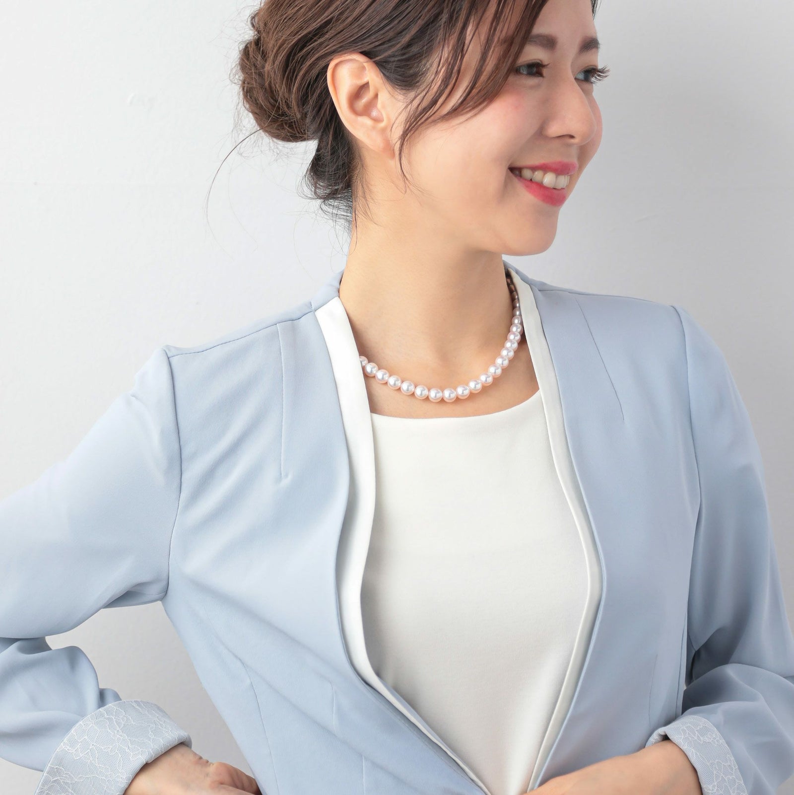 あこや真珠【オーロラロゼ】 鑑別書付 パールネックレス ホワイトピンク系 8.5-9.0mm AAB ラウンド [真珠科学研究所発行][n2]（真珠 ネックレス）（冠婚葬祭 フォーマル 入学式 卒業式 結婚式 成人式）