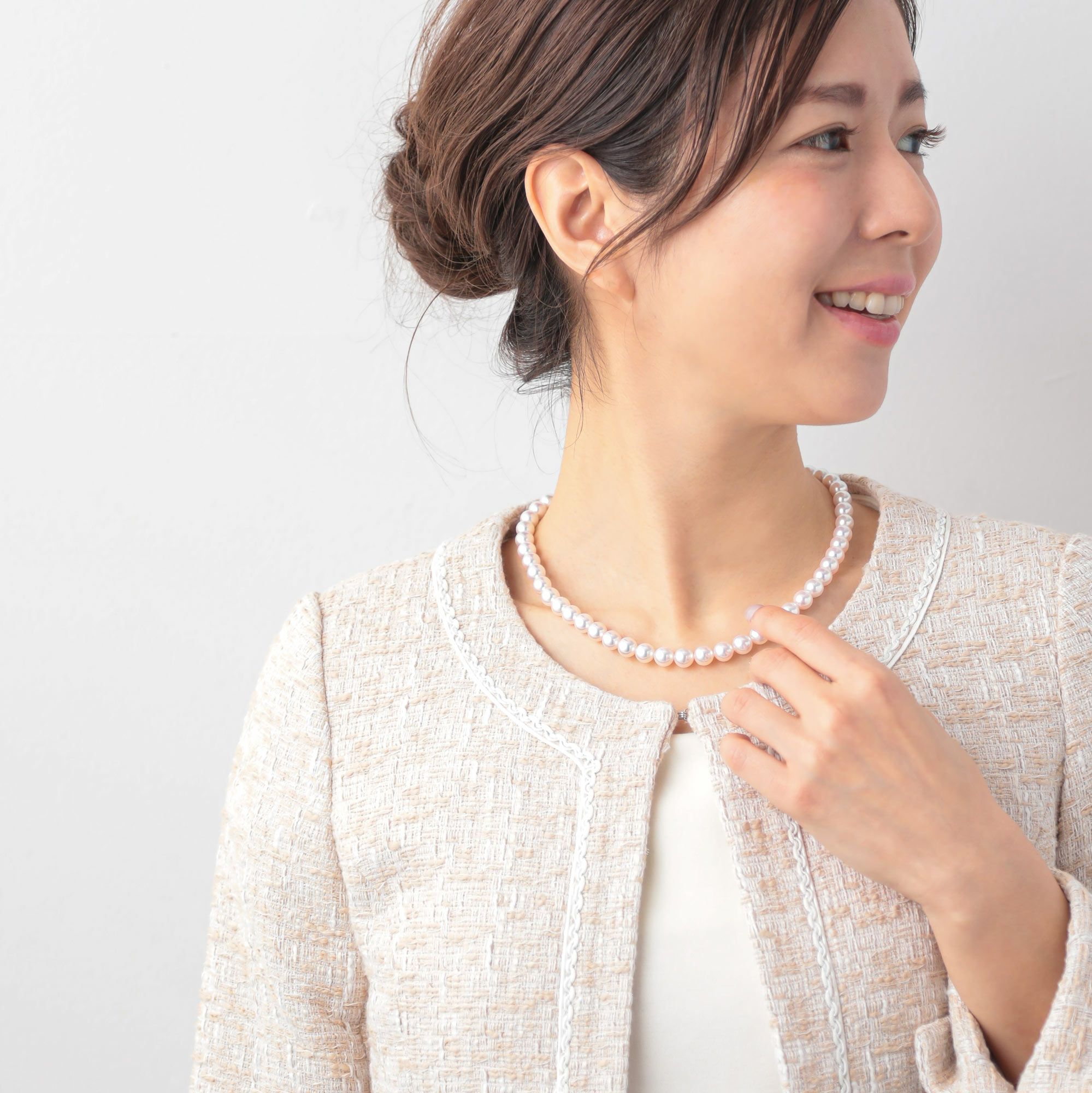 WEB限定】あこや真珠 ネックレス8.0-8.5mm-オーロラロゼ- | 8.0-9.0mm