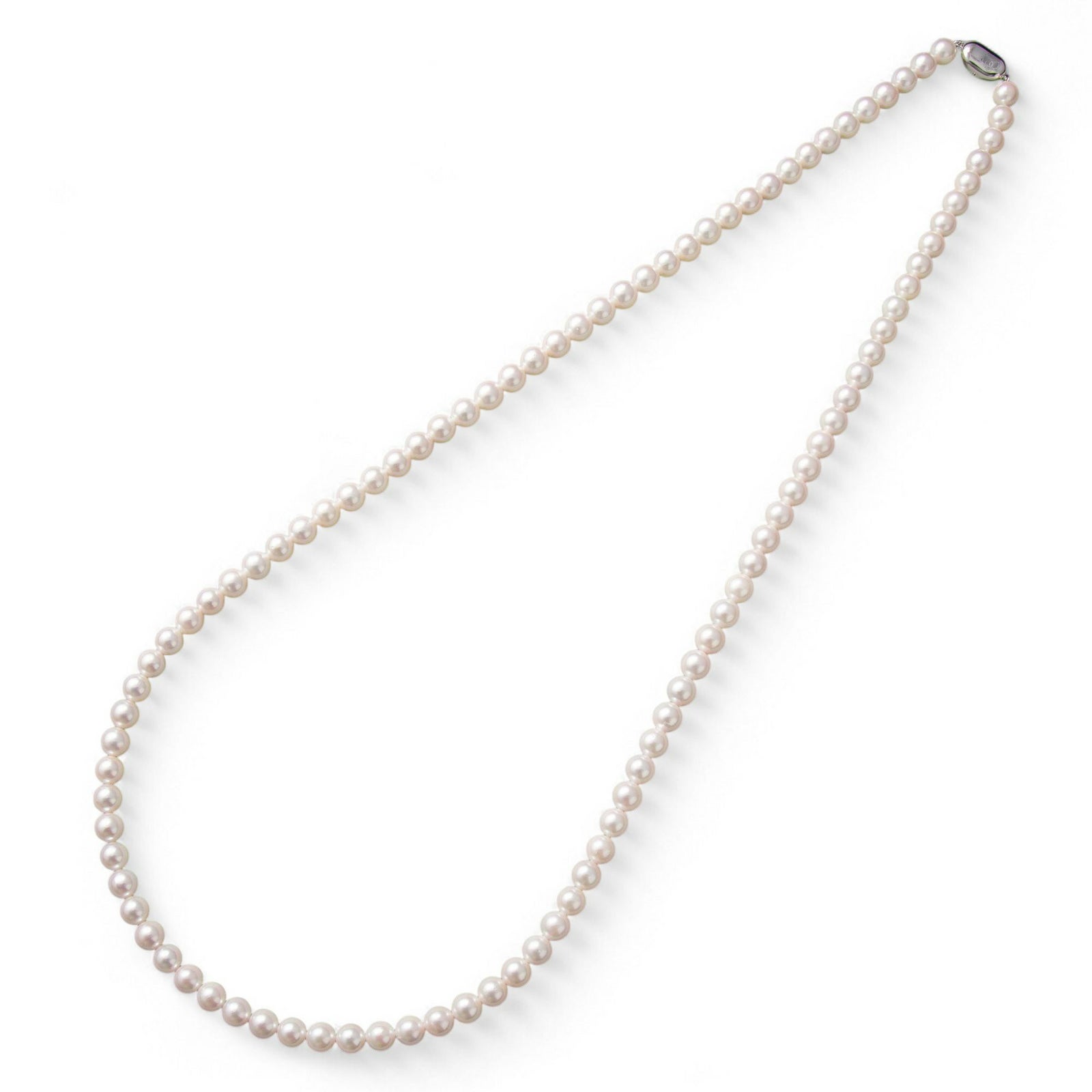 あこや本真珠 ロングパールネックレス パールホワイト系 8.0-8.5mm [80cm ロング] BBB～C  ラウンド ビーンズクラスプ（silver）シルバー（アコヤ本真珠 入学式　結婚式 パーティ フォーマル）[n2]
