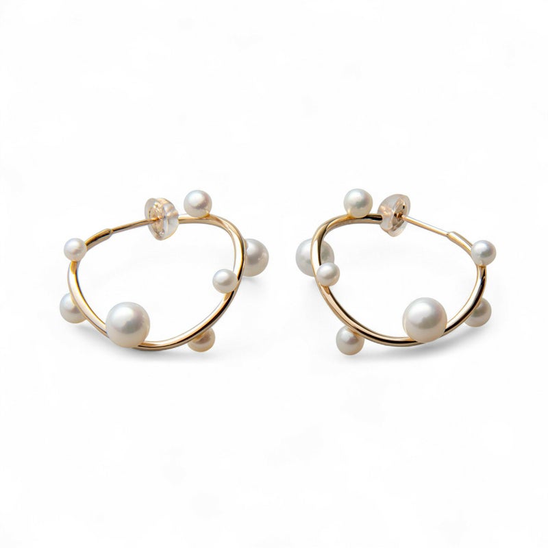 淡水真珠 ラウンドウエーブ ピアス K10YG 2.5-5.0mm 《enSTYLE》［n3］(淡水パール ギフト プレゼント ベビーパール ゴールド レディース トレンド おしゃれ)