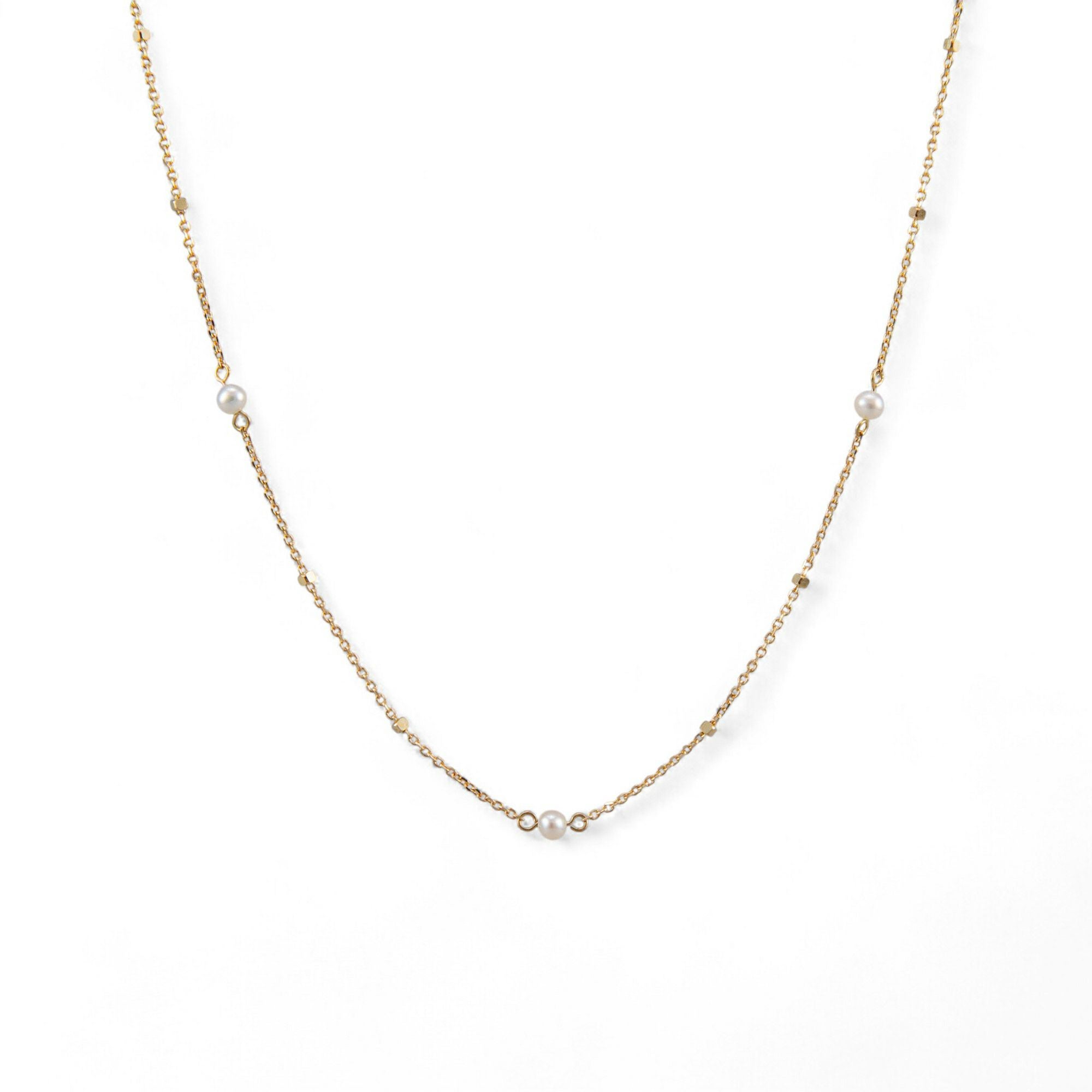 WEB限定】plumberry 淡水真珠 ステーションネックレス 8-9mmUP K10YG