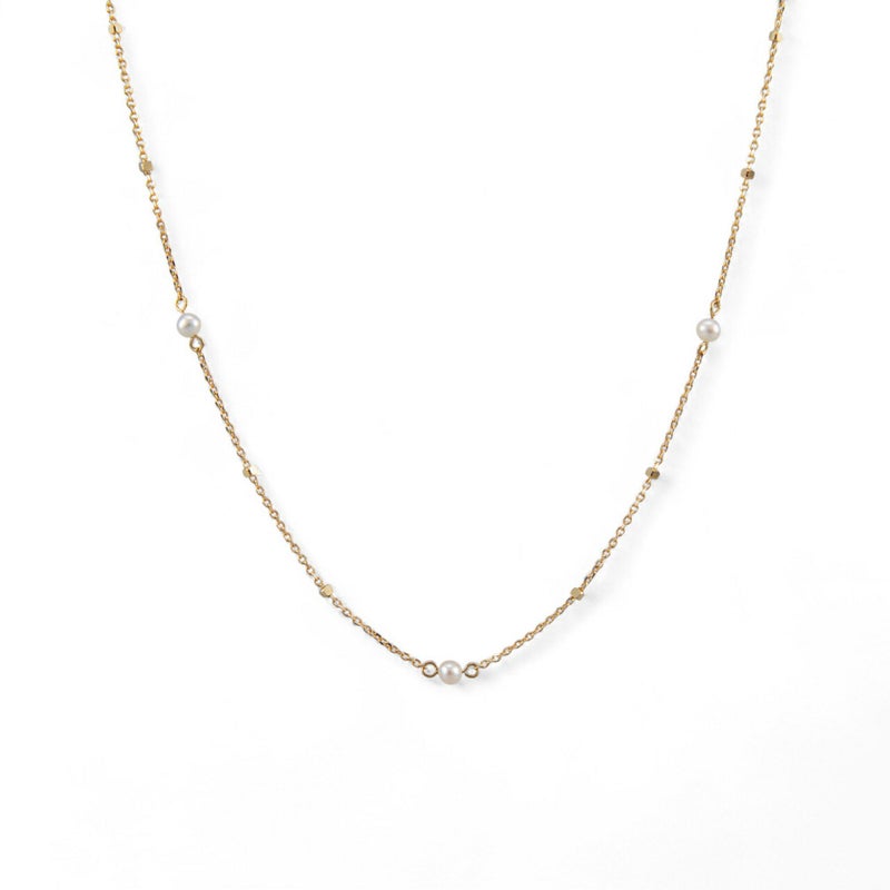 淡水真珠 ステーションネックレス ペンダント K10YG 2.5-3.0mm 《enSTYLE》［n4］(ベビーパール パールネックレス カジュアル フェミニン 重ね付け ギフト プレゼント ゴールド レディース)