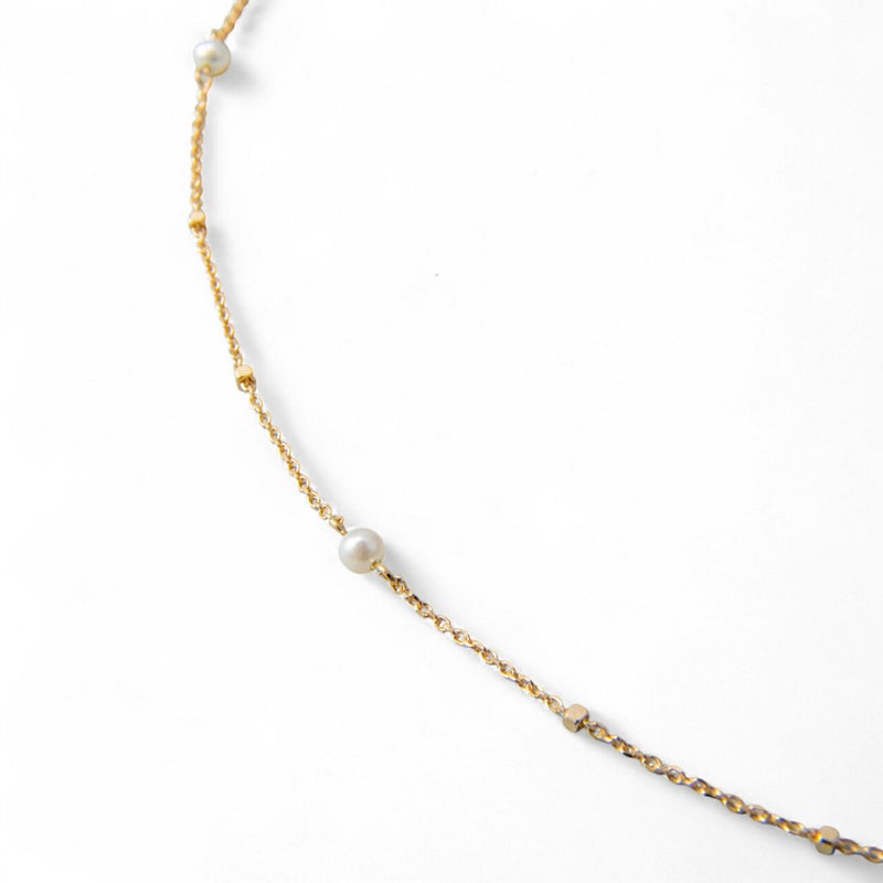 淡水真珠 ステーションネックレス ペンダント K10YG 2.5-3.0mm 《enSTYLE》［n4］(ベビーパール パールネックレス カジュアル フェミニン 重ね付け ギフト プレゼント ゴールド レディース)