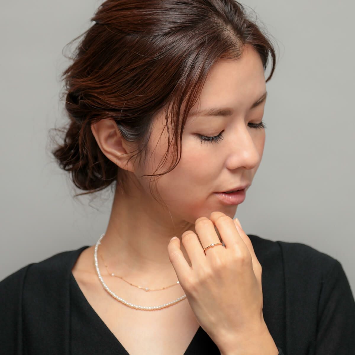 enSTYLE 淡水真珠 ステーションネックレス 2.5-3.0mm K10YG | WSP