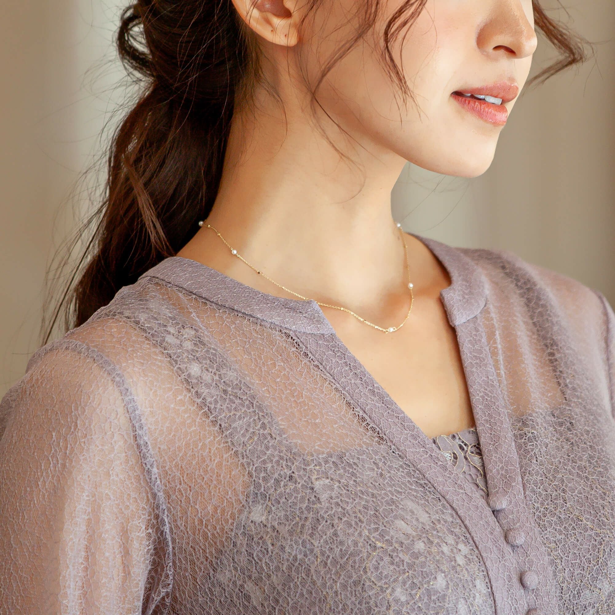 enSTYLE 淡水真珠 ステーションネックレス 2.5-3.0mm K10YG | WSP
