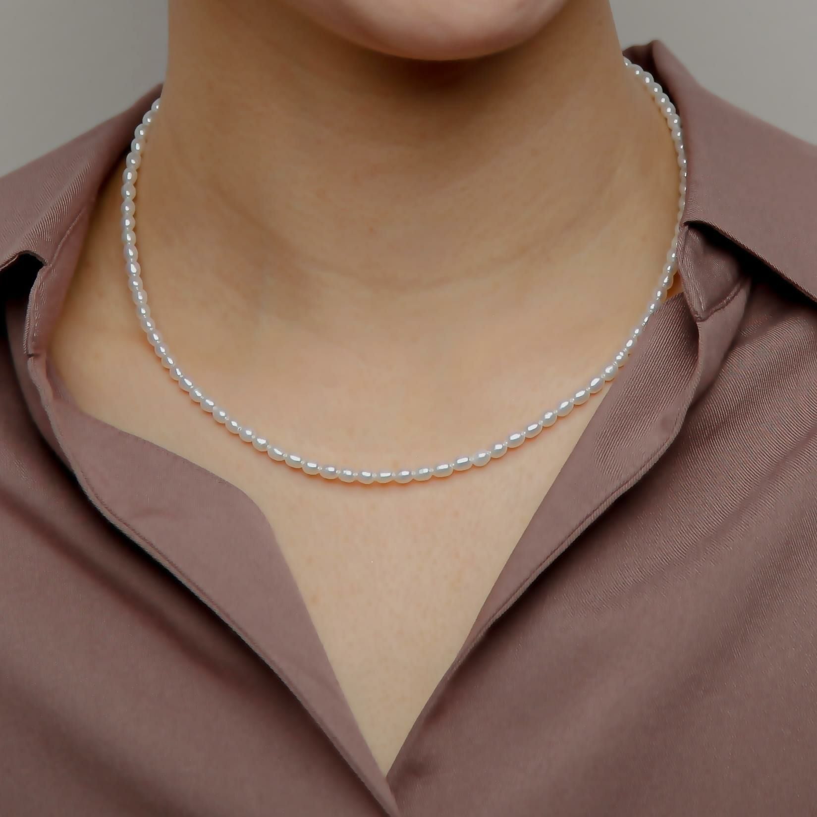 WEB限定】淡水真珠 ネックレス 3.5-4.0mm ライス | 淡水真珠ネックレス