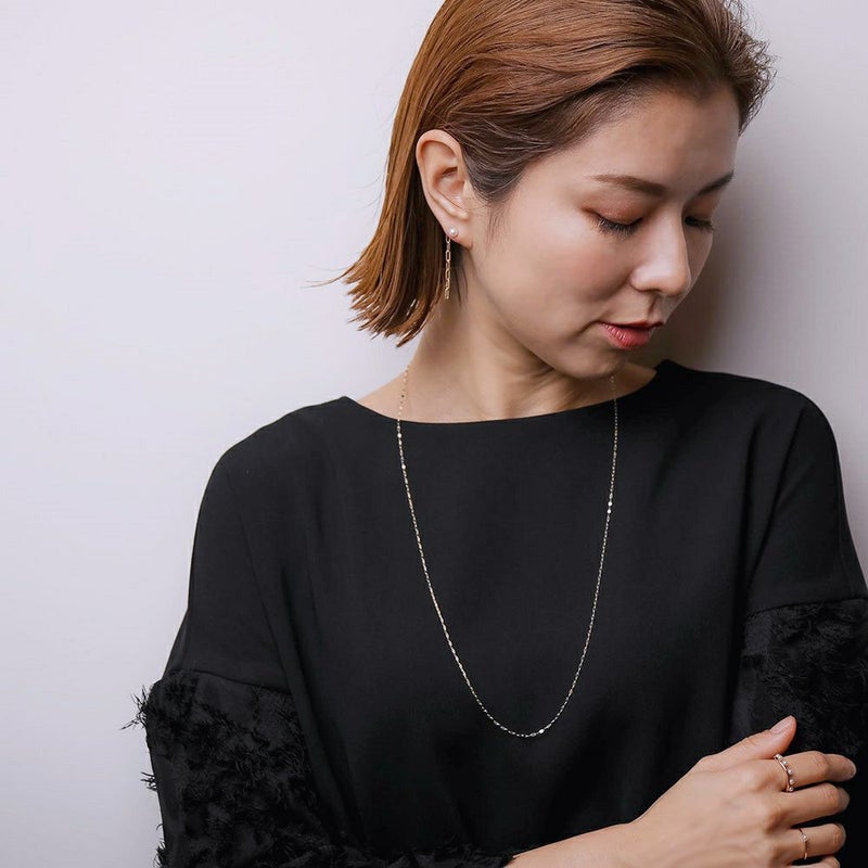 ペタルチェーン 70cm ロングネックレス K10WG/K10YG/K10PG ゴールド（アジャスター環付き/60cmに調整可） [n3]（ロングチェーン ロングネックレス トレンド チョーカー 重ねづけ おしゃれ インスタ映え）