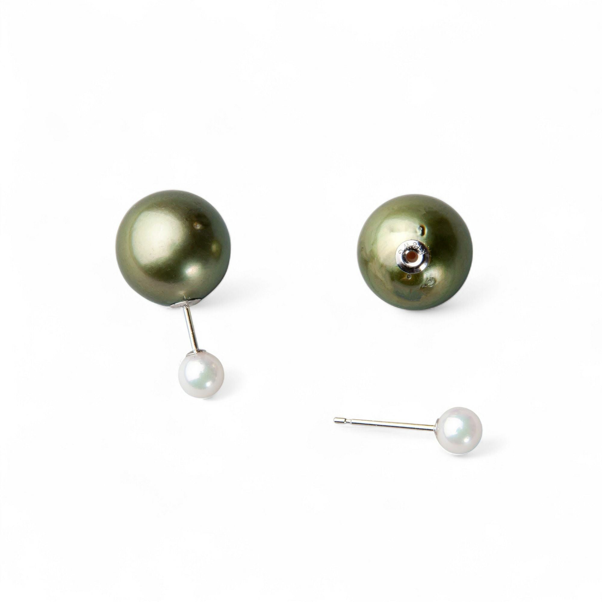 WEB限定】Pistachio タヒチ黒蝶真珠 パールキャッチ 11mmUP K18WG/YG