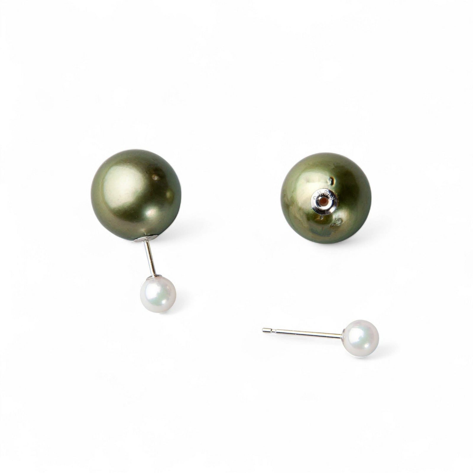  Pistachio タヒチ黒蝶真珠 パールキャッチ　11mmUP K18WG/YG