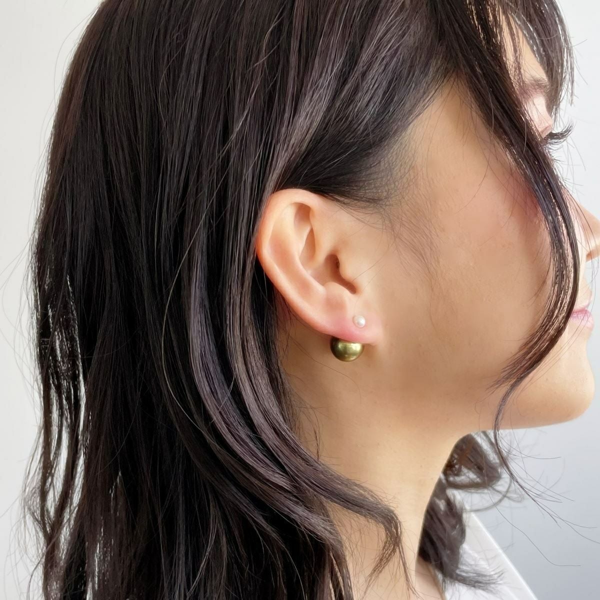 WEB限定】Pistachio タヒチ黒蝶真珠 パールキャッチ 11mmUP K18WG/YG