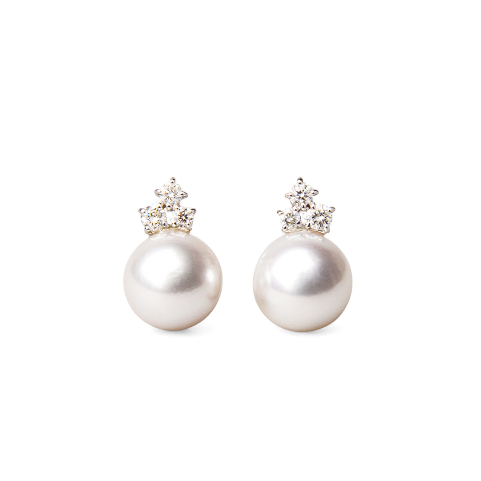 オーロラ花珠真珠 ピアス8.0-8.5mm K18WG -Premium-