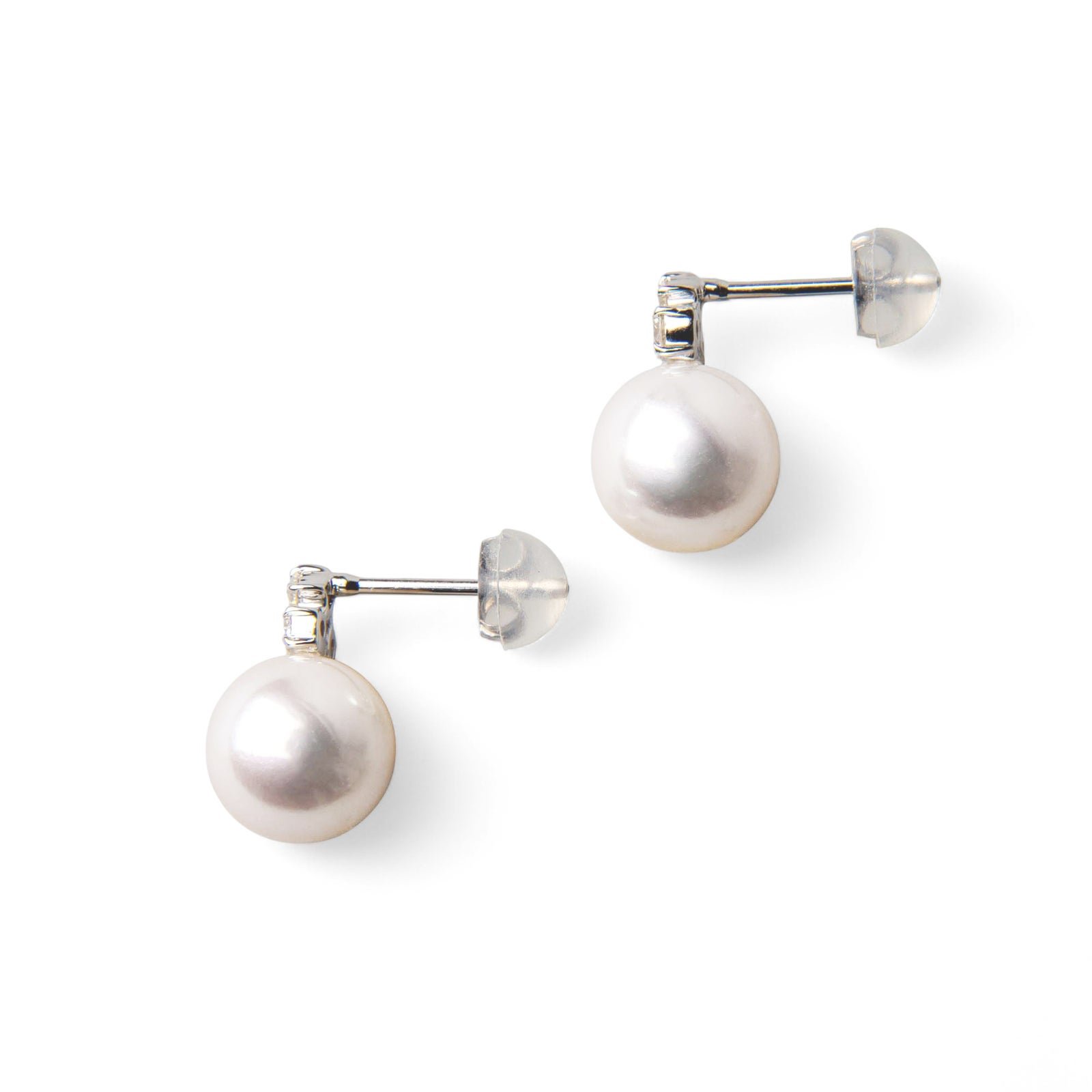 オーロラ花珠真珠 ピアス8.0-8.5mm K18WG -Premium-