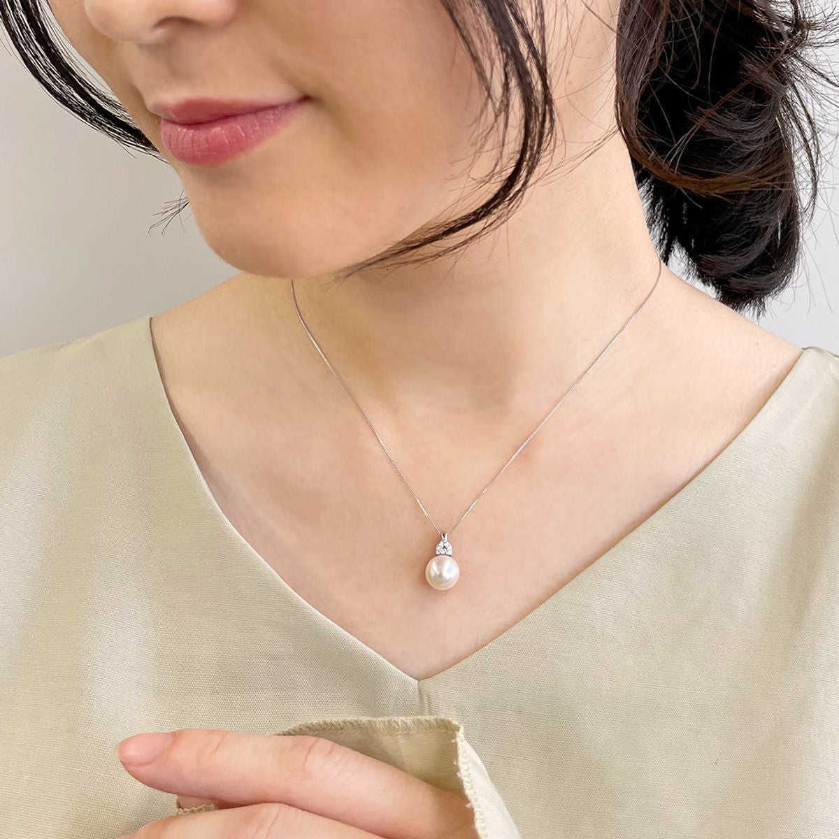 LUXE あこや真珠 ペンダントトップ 9.0-9.5mm K18WG/YG | WSP（ダブル