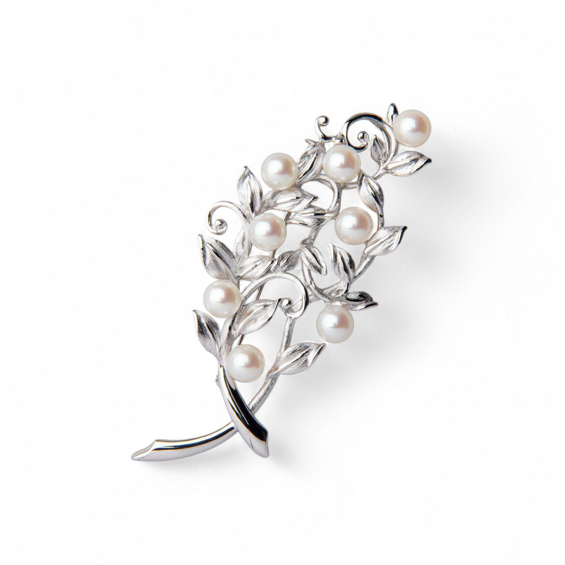 あこや真珠 ブローチ リーフ5.5-6.0mm SV925 | パールブローチ