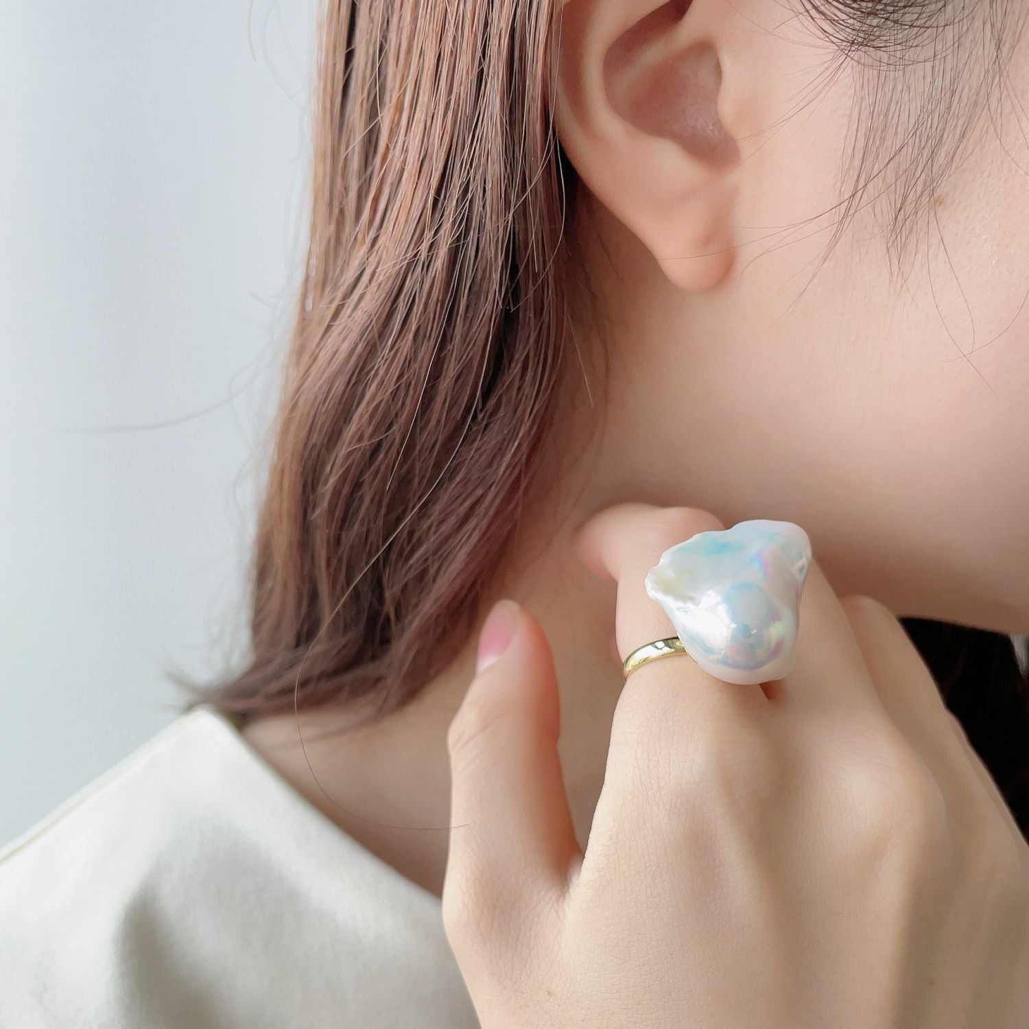 Unique+ 淡水真珠 リング20mmUP K18YG バロック | 淡水真珠リング