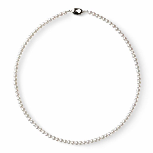 あこや真珠 パールネックレス ホワイト系 3.5-4.0mm A-BBB  ラウンド～セミラウンド ビーンズクラスプ（silver